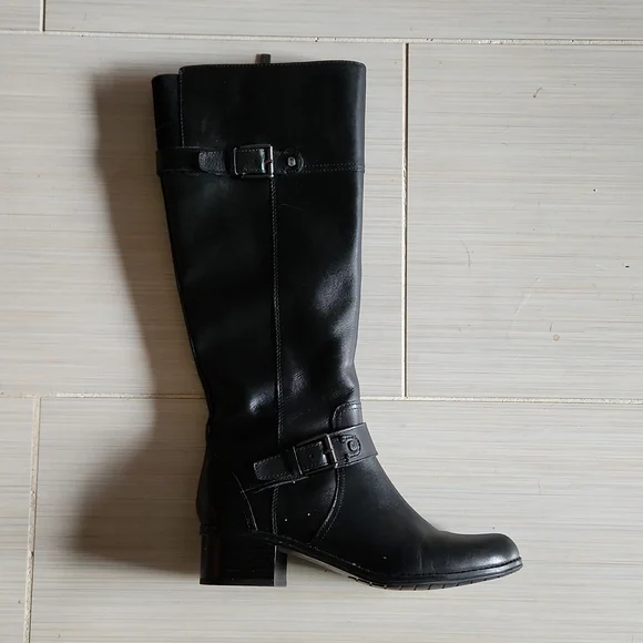 Bandolino Black Leather Knee High Boots - Picture 3 of 15